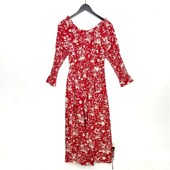 DÔEN Meribel shirred floral-print cotton-poplin midi dress size Small - Picture 3 of 10